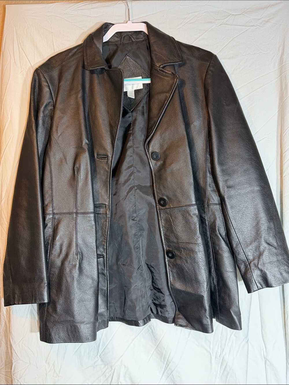 Worthington Petite Large Black Leather Jacket